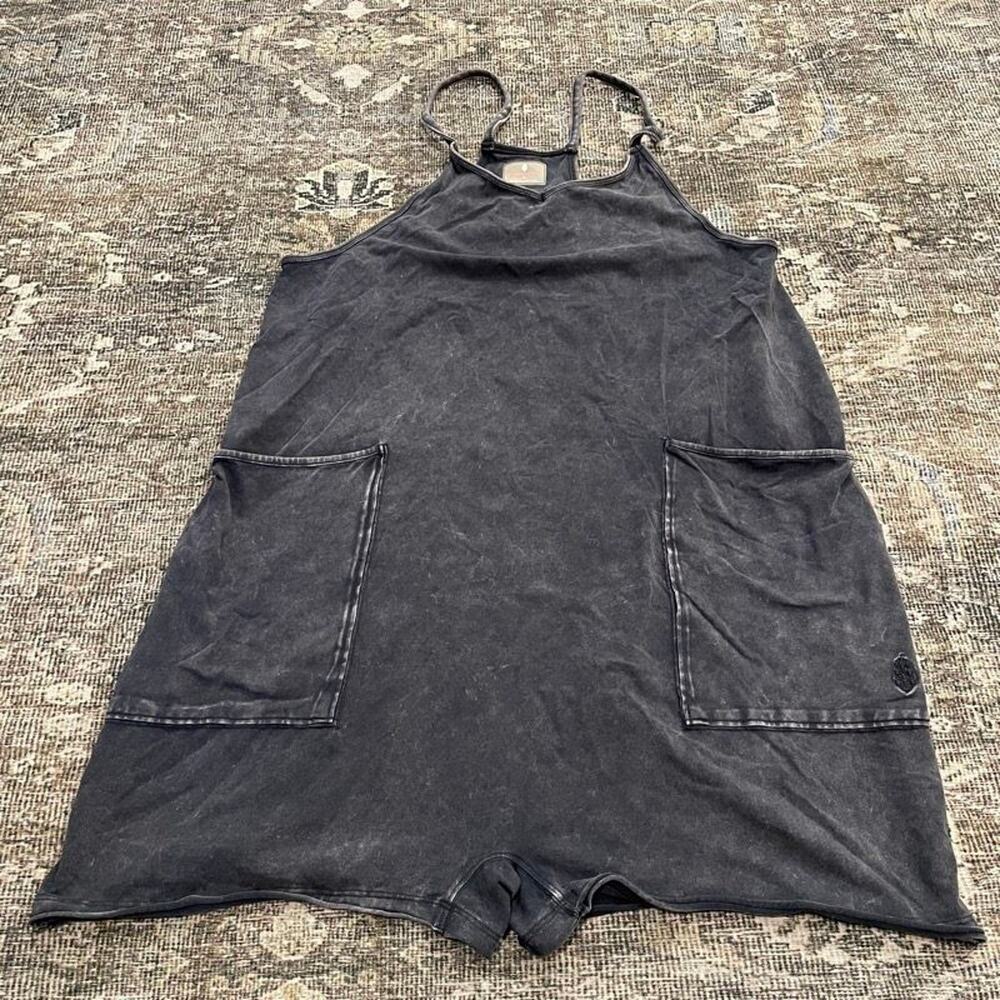 Free People Movement Hot Shot Romper Womens M Mineral Wash Black